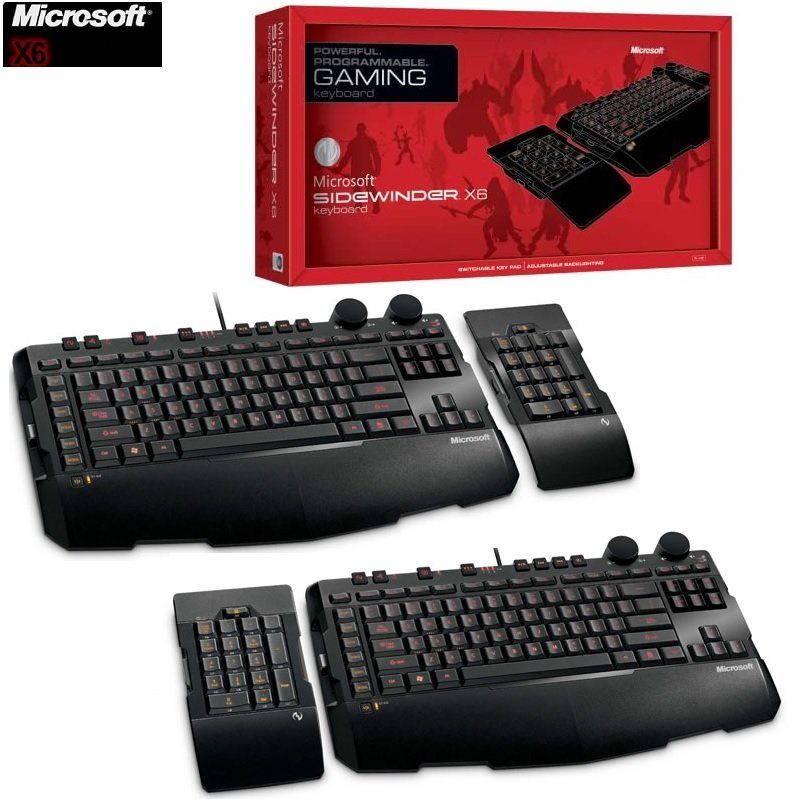 MICROSOFT Sidewinder-X6 Clavier Gamer filaire Rétro-éclairage Pavé numérique détachables image #00