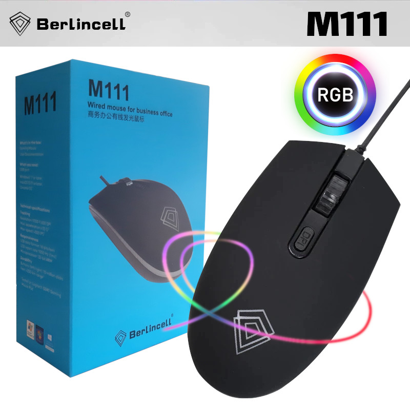 Souris RGB Berlincell M111 souris filaire USB 1600 DPI Souris RGB Berlincell M111 souris filaire USB 1600 DPI