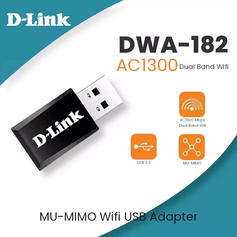 Adaptateur USB AC1300 DWA-182 double bande sans fil D-Link