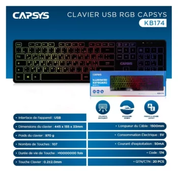 clavier capsys kb174 rgb