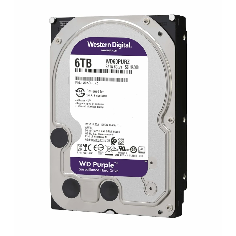 Disque-Dur 6To WD purple pour la vidéo surveillance 3.5 Disque-Dur 6To WD purple pour la vidéo surveillance 3.5