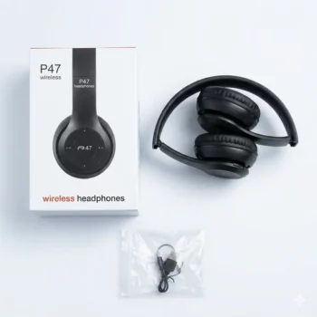 Casque Sans Fil P47 Bluetooth 5.0 pliable avec microphone intégré, haut-parleurs 40 mm et commandes multimédias pour musique et appels.1quuw41quuw41quu