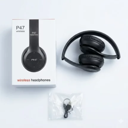 Casque Sans Fil P47 Bluetooth 5.0 pliable avec microphone intégré, haut-parleurs 40 mm et commandes multimédias pour musique et appels.1quuw41quuw41quu