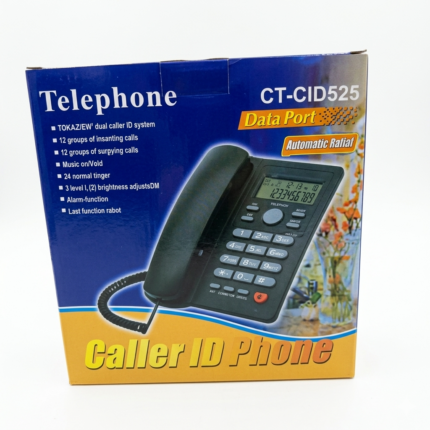 Téléphone Fixe CT-CID525 avec écran LCD, fonction Caller ID et mémoire d'appels pour bureau, commerce et utilisation professionnelle.