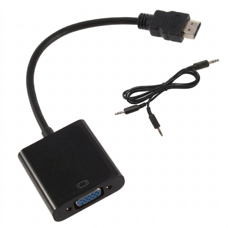 Adaptateur VGA vers HDMI avec Audio convertisseur 1080p Full HD pour connecter PC VGA à écran HDMI avec son et vidéo synchronisés.p7gt86p7gt86p7gt