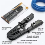 Pince à sertir RJ45 486ST avec testeur de câble réseau intégré pour connecteurs RJ45 RJ11 RJ12yuwqwey